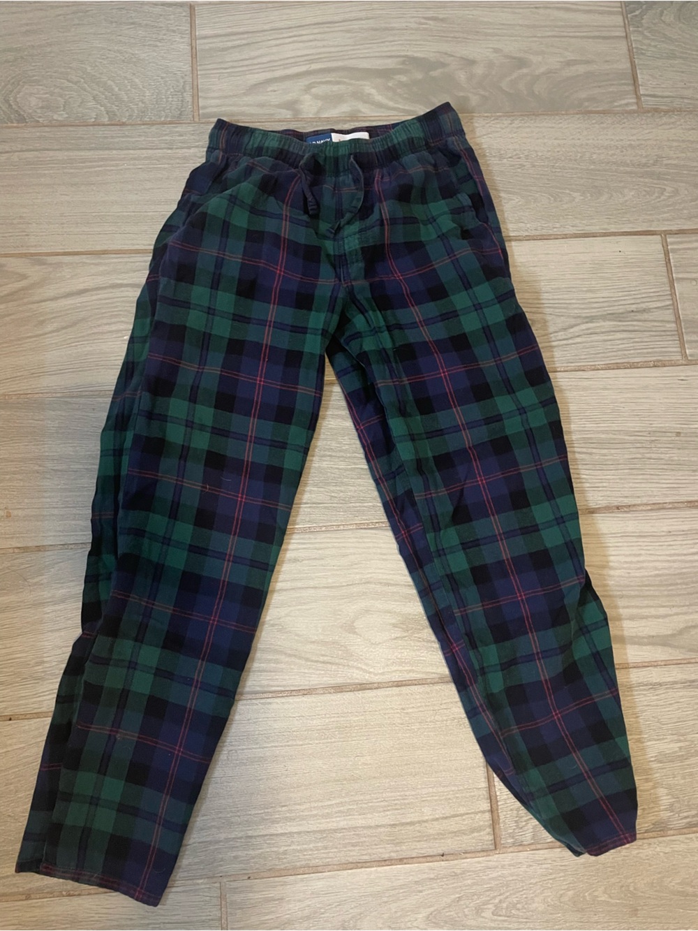 Old Navy Green and Navy Plaid Kids Joggers